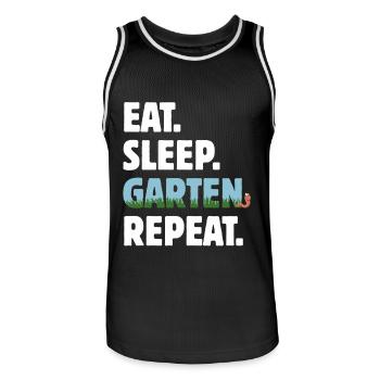 Eat Sleep Garten Repeat - Gärtner Geschenk - Männer Basketball-Trikot - Schwarz/Weiß - Vorne - AI Model Male 185 dark (185cm)