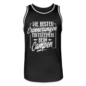 Camping - Männer Basketball-Trikot - Schwarz/Weiß - Vorne - AI Model Male 185 dark (185cm)