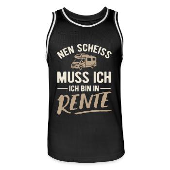Nen Scheiss muss ich, ich bin in Rente - Camper - Männer Basketball-Trikot - Schwarz/Weiß - Vorne - AI Model Male 185 dark (185cm)