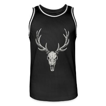 Hirschgeweih - Festzelt, Bier und Gaudi - Männer Basketball-Trikot - Schwarz/Weiß - Vorne - AI Model Male 185 dark (185cm)