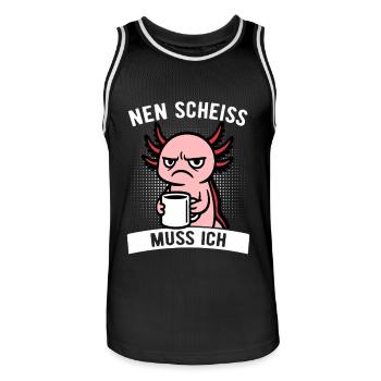 Frecher Axolotl - Nen Scheiß muss ich - Kaffee - Männer Basketball-Trikot - Schwarz/Weiß - Vorne - AI Model Male 185 dark (185cm)