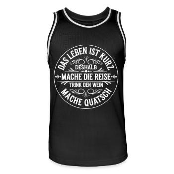 Das Leben ist eine kurze Reise - nutze die Zeit - Männer Basketball-Trikot - Schwarz/Weiß - Vorne - AI Model Male 185 dark (185cm)