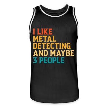 I Like Metal Detecting And Maybe 3 People - Men's Basketball Jersey - black/white - Front - AI Model Male 185 dark (185cm)