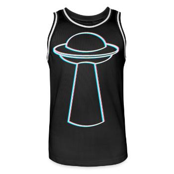 UFO Glitch – Ambiance rave et techno - Maillot de basket Homme - noir/blanc - Devant - AI Model Male 185 dark (185cm)