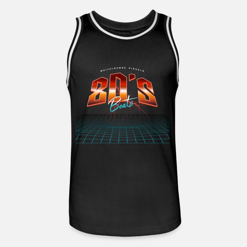 Neon Synthwave 80s Beats - Männer Basketball-Trikot - Schwarz/Weiß