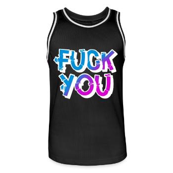Fuck you - Men's Basketball Jersey - black/white - Front - AI Model Male 185 dark (185cm)