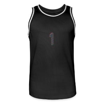 ANNIVERSARY. HAPPY BIRTHDAY. HAPPY BIRTHDAY. - Men's Basketball Jersey - black/white - Front - AI Model Male 185 dark (185cm)