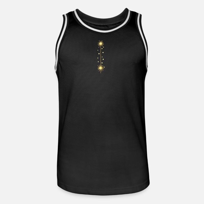Lignes de feux d’artifice dorées - Maillot de basket Homme - noir/blanc