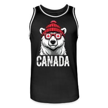 Ours du Canada avec chapeau et style érable - Maillot de basket Homme - noir/blanc - Devant - AI Model Male 185 dark (185cm)