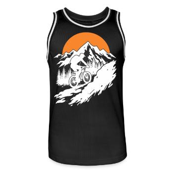 Aventure en VTT dans la nature - Maillot de basket Homme - noir/blanc - Devant - AI Model Male 185 dark (185cm)