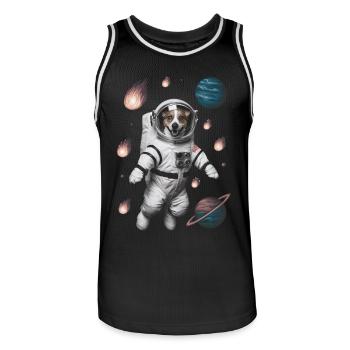 Adventure Space Dog - Men's Basketball Jersey - black/white - Front - AI Model Male 185 dark (185cm)