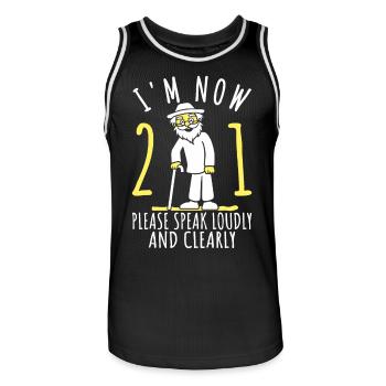 21st birthday 21st 21st I am now 21 years old - Men's Basketball Jersey - black/white - Front - AI Model Male 185 dark (185cm)