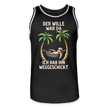 paresseux disant lève-tard déclaration bureau fatigué - Maillot de basket Homme - noir/blanc - Devant - AI Model Male 185 dark (185cm)