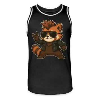 Rock Music, Red Panda, Rock Hand, Heavy Metal - Men's Basketball Jersey - black/white - Front - AI Model Male 185 dark (185cm)
