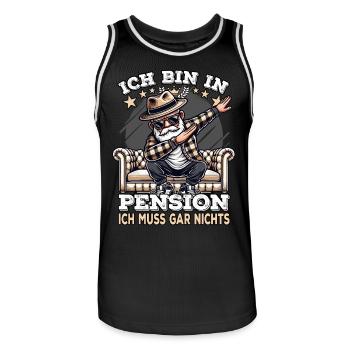 Pension Pensionierung Mann Ich bin in Pension - Männer Basketball-Trikot - Schwarz/Weiß - Vorne - AI Model Male 185 dark (185cm)