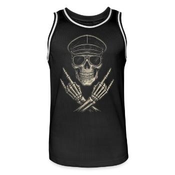 Musique Rock, Crâne, Main De Roche, Heavy Metal - Maillot de basket Homme - noir/blanc - Devant - AI Model Male 185 dark (185cm)