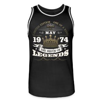 Original Mai 1974 Millésime 1974 Anniversaire 1974 - Maillot de basket Homme - noir/blanc - Devant - AI Model Male 185 dark (185cm)
