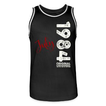 40th Birthday Legendary July 1984 Vintage 1984 - Men's Basketball Jersey - black/white - Front - AI Model Male 185 dark (185cm)