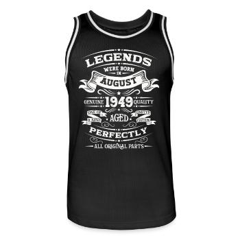 75th Birthday Original August 1949 Born 1949 - Men's Basketball Jersey - black/white - Front - AI Model Male 185 dark (185cm)