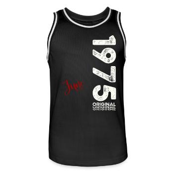 50th Birthday Original June 1975 - Men's Basketball Jersey - black/white - Front - AI Model Male 185 dark (185cm)
