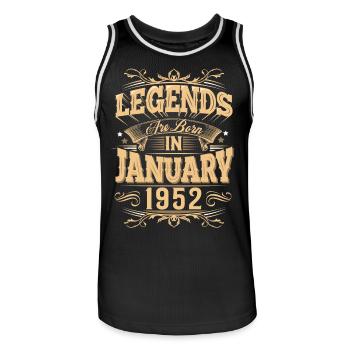 Légende de l’anniversaire de janvier 1952 - Maillot de basket Homme - noir/blanc - Devant - AI Model Male 185 dark (185cm)