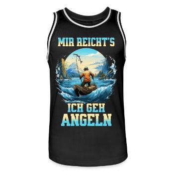 Angeln Angler Boot Wasser Fisch Natur Berge - Männer Basketball-Trikot - Schwarz/Weiß - Vorne - AI Model Male 185 dark (185cm)