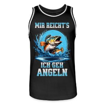 Fishing Angler Fish I've had enough, I'm going fishing - Men's Basketball Jersey - black/white - Front - AI Model Male 185 dark (185cm)