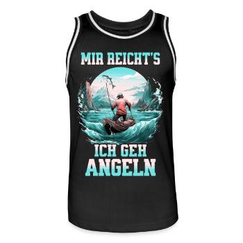 Angeln Angler Boot Wasser Fisch Natur Berge - Männer Basketball-Trikot - Schwarz/Weiß - Vorne - AI Model Male 185 dark (185cm)
