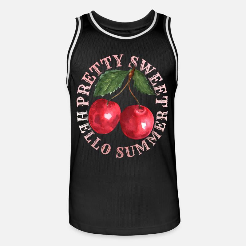 Kirsche, Cherry-Fruit Kirsche-Cherry Sommer-Spruch - Männer Basketball-Trikot - Schwarz/Weiß