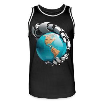 Roboter übernehmen die Welt - Männer Basketball-Trikot - Schwarz/Weiß - Vorne - AI Model Male 185 dark (185cm)