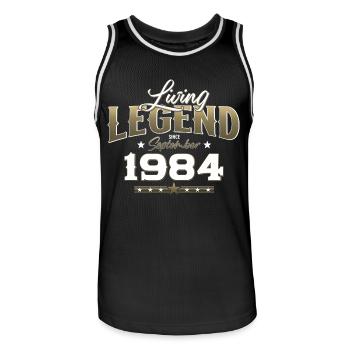 40th Birthday Legend September 1984 Volume 84 - Men's Basketball Jersey - black/white - Front - AI Model Male 185 dark (185cm)