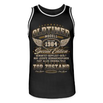 Oldtimer Baujahr 1984 Jahrgang Geburtstag Geschenk - Männer Basketball-Trikot - Schwarz/Weiß - Vorne - AI Model Male 185 dark (185cm)