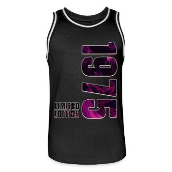 1975 Jahrgang Limited Edition - Männer Basketball-Trikot - Schwarz/Weiß - Vorne - AI Model Male 185 dark (185cm)