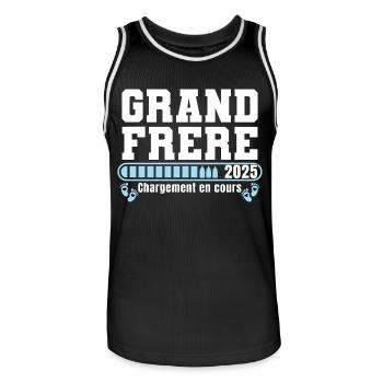 Grand Frère 2025 Cadeau Annonce Naissance Bébé - Maillot de basket Homme - noir/blanc - Devant - AI Model Male 185 dark (185cm)