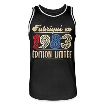 Fabriqué en 1983, Vintage cadeau d'anniversaire - Maillot de basket Homme - noir/blanc - Devant - AI Model Male 185 dark (185cm)