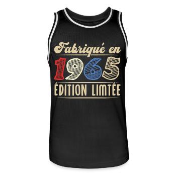 Fabriqué en 1965, Vintage cadeau d'anniversaire - Maillot de basket Homme - noir/blanc - Devant - AI Model Male 185 dark (185cm)