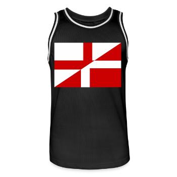 Flag of England Denmark - Men's Basketball Jersey - black/white - Front - AI Model Male 185 dark (185cm)