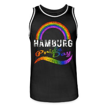 Journée de la fierté Hambourg LGBTQ+ CSD Gay Queer Love - Maillot de basket Homme - noir/blanc - Devant - AI Model Male 185 dark (185cm)