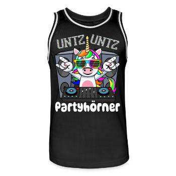 DJ Einhorn - Untz Untz Partyhörner - Techno, Rave - Männer Basketball-Trikot - Schwarz/Weiß - Vorne - AI Model Male 185 dark (185cm)