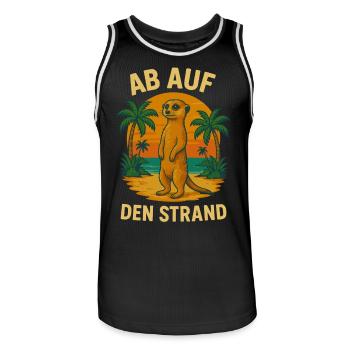Erdmännchen Retro Sommer Strand Urlaub Meer Palmen - Männer Basketball-Trikot - Schwarz/Weiß - Vorne - AI Model Male 185 dark (185cm)