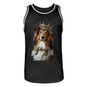 Chien de berger Shetland - Maillot de basket Homme - noir/blanc - Devant - AI Model Male 185 dark (185cm)