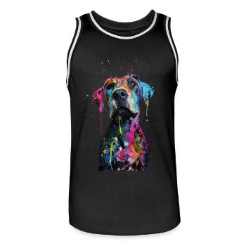 Chien - Maillot de basket Homme - noir/blanc - Devant - AI Model Male 185 dark (185cm)
