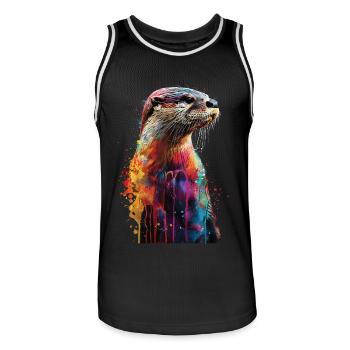 Otter - Männer Basketball-Trikot - Schwarz/Weiß - Vorne - AI Model Male 185 dark (185cm)