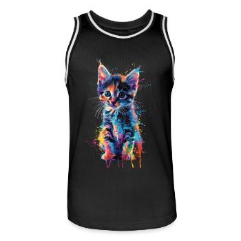 Katze - Männer Basketball-Trikot - Schwarz/Weiß - Vorne - AI Model Male 185 dark (185cm)