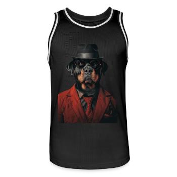 Rottweiler - Männer Basketball-Trikot - Schwarz/Weiß - Vorne - AI Model Male 185 dark (185cm)