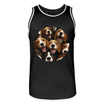Beagle - Männer Basketball-Trikot - Schwarz/Weiß - Vorne - AI Model Male 185 dark (185cm)