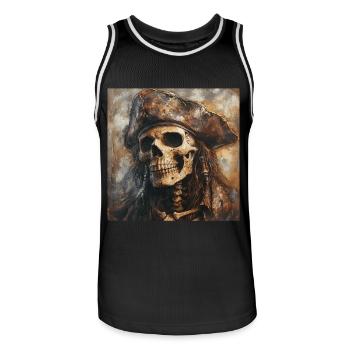 Piratenskelett - Männer Basketball-Trikot - Schwarz/Weiß - Vorne - AI Model Male 185 dark (185cm)