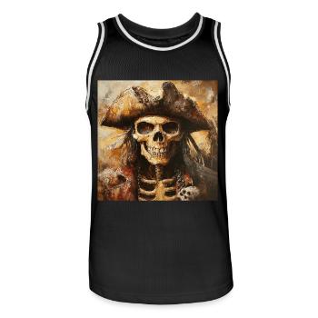 Piratenskelett - Männer Basketball-Trikot - Schwarz/Weiß - Vorne - AI Model Male 185 dark (185cm)