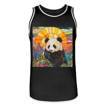 Panda - Männer Basketball-Trikot - Schwarz/Weiß - Vorne - AI Model Male 185 dark (185cm)