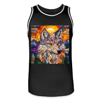 Wolf - Männer Basketball-Trikot - Schwarz/Weiß - Vorne - AI Model Male 185 dark (185cm)